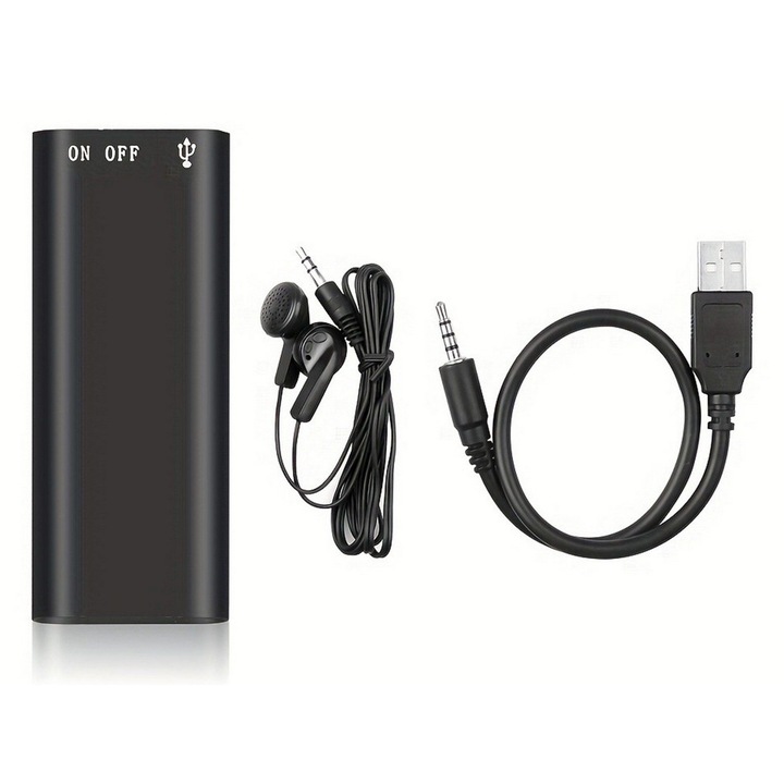 Дигитален мини рекордер 8GB черен 4.6x2.1x2cm комплект