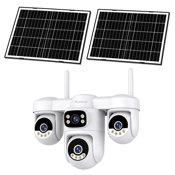 Камера за наблюдение VSTARCAM AG623FR, четири обектива, 3MP, 4G, PTZ, IP66, 192x286x173mm, комплект със соларни панели