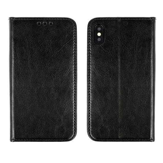 Husa Huawei Y6 2019 / Y6 Prime 2019 Flip Case Piele Naturala Neagra