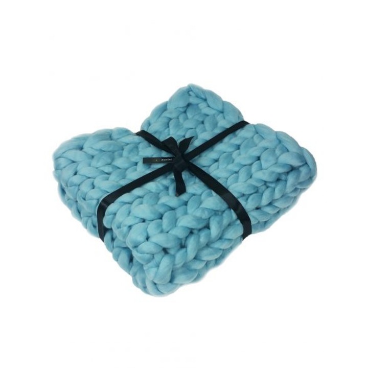 Patura cu fir gigant “Fluffy Charm”, bleu, 85x105cm