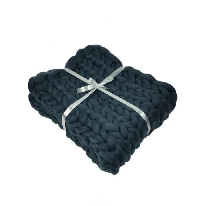 Patura cu fir gigant “Fluffy Charm”, gri, 85x105cm