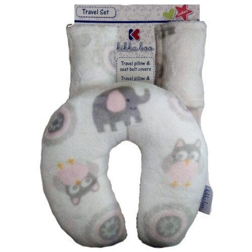 Set de calatorie perna gat si protectii centura Pink Owls