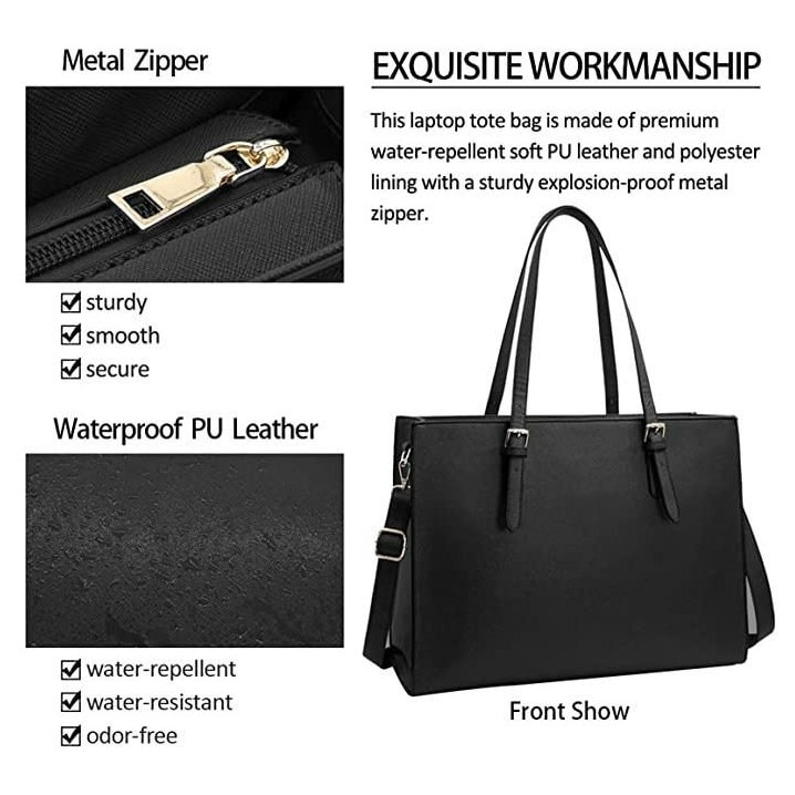 Geanta laptop 15.6 inch, rucsac, piele, negru, rezistenta la apa, usoara