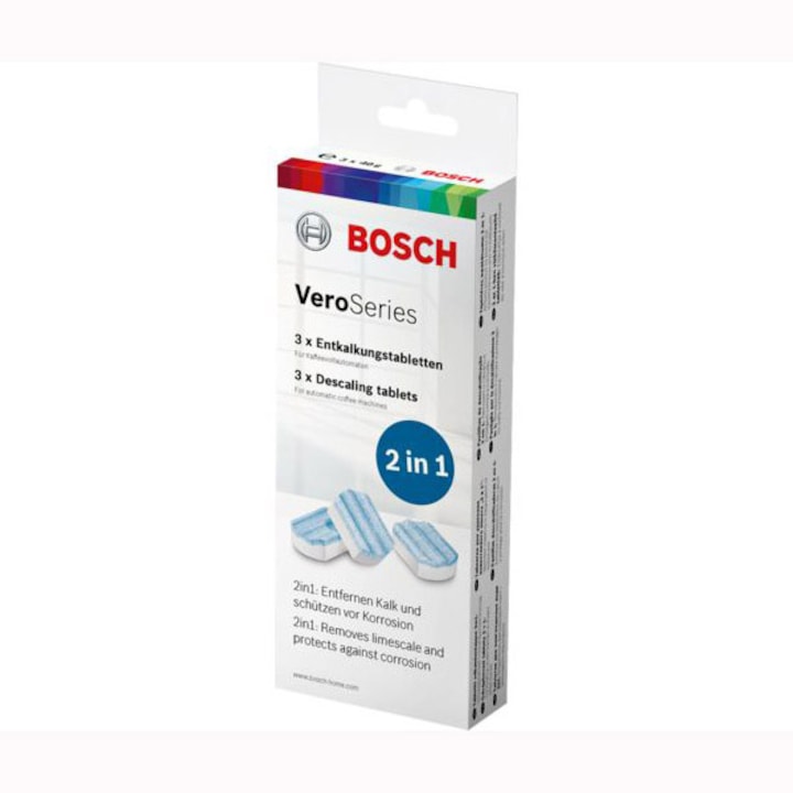 Bosch TCZ8002N Vízkőtlenítő tabletta, teljesen automata eszpresszó kávégépek automata vízkőtelenítő programjához, 3 x 40g