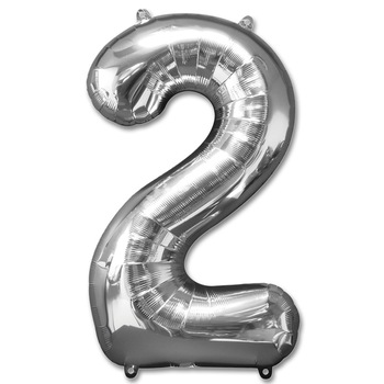 Balon folie, argintiu, cifra 2, 35 cm Balon folie, argintiu, cifra 2, 35 cm