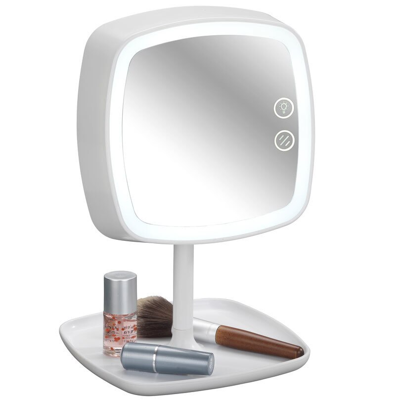 Oglinda cosmetica Wenko Ostia, Suport pentru cosmetica, LED, 5X, 14.7 cm