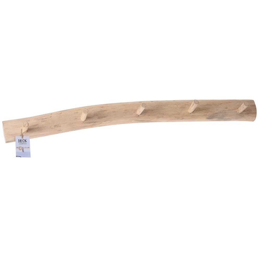 Cuier Home Styling Collection, 5 carlige, 80 cm, Lemn de tec, Alb/Maro