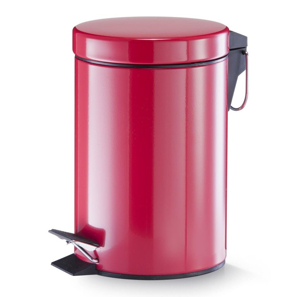 Cos de gunoi Zeller, cu pedala, 3L, Otel, Rosu