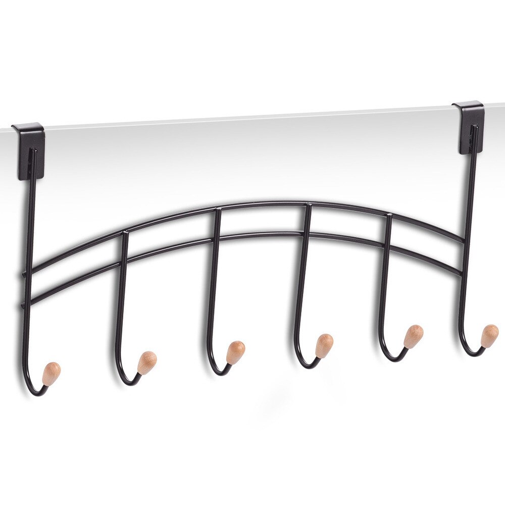 Cuier usa, Zeller, 6 carlige, Metal, Negru