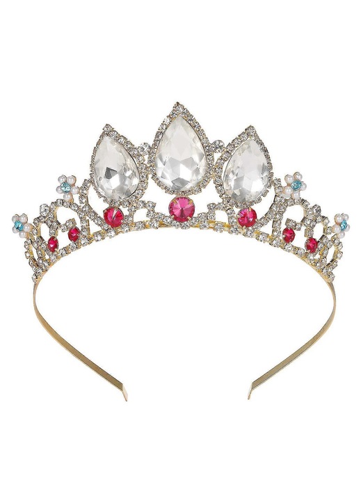 Gyermek tiara, többszínű kristályok, 2.5x12cm, parti hajkiegészítő