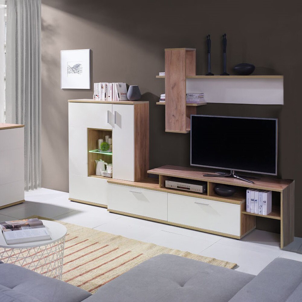 Set Biblioteca Geani1 Genarom, cu Lumini, Dab Zloty/Crem