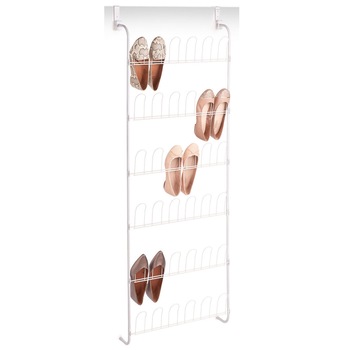 Suport pentru incaltaminte, Zeller, 18 perechi, Metal, Alb Suport pentru incaltaminte, Zeller, 18 perechi, Metal, Alb