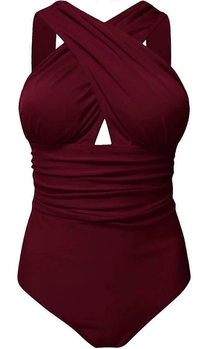 Costum intreg cu control abdominal, pentru femei, Visiniu