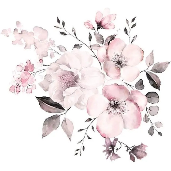 Sticker decorativ perete floral roz pal 30x90cm PVC