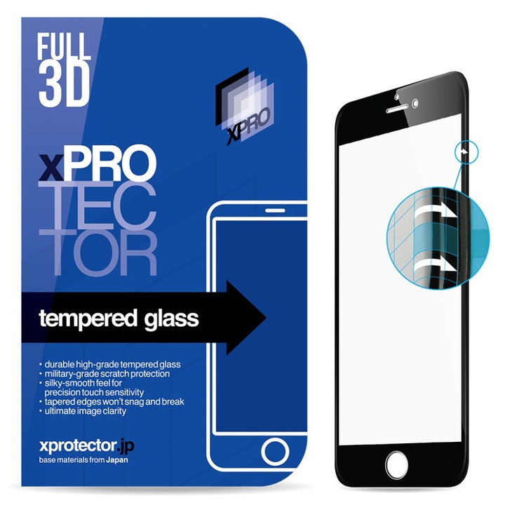 Tempered Glass 0.33 Full 3D Black kijelzővédő Apple iPhone 7 / 8 készülékhez