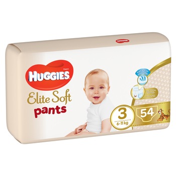 Scutece chilotel Huggies Elite Soft Pants Mega Pack 3, 6-11 kg, 54 buc Scutece chilotel Huggies Elite Soft Pants Mega Pack 3, 6-11 kg, 54 buc