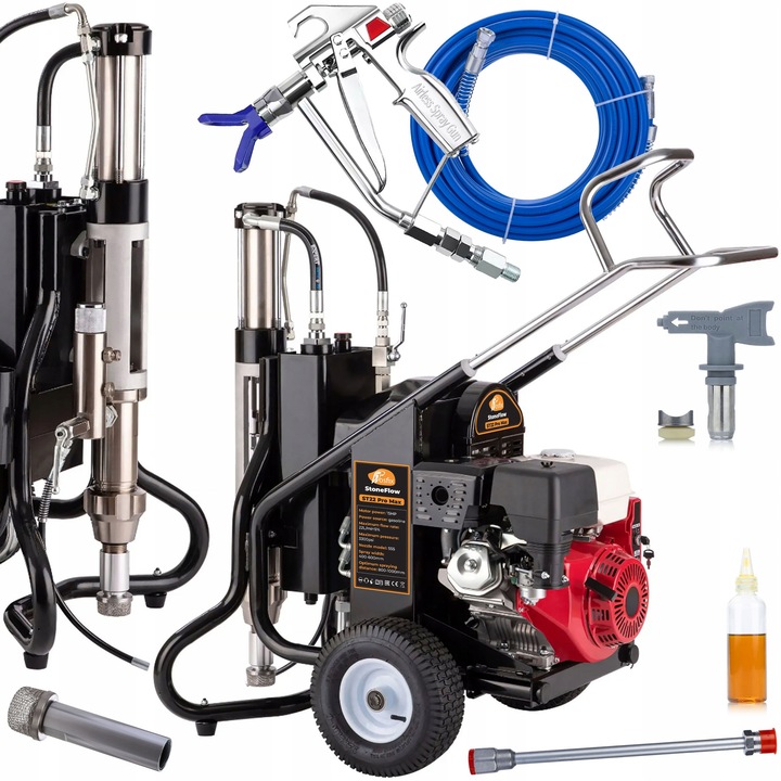 Masina Airless ST22 Pro Max - Motor 15 HP pe Benzina, 22 L/min, 3300 PSI, Duza 655, Furtun 15 m, Pentru Vopsit si Tencuit