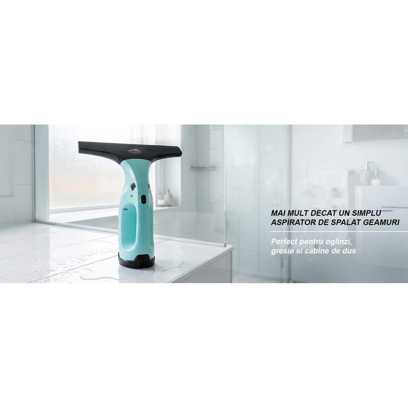 Aspirator de curatat geamuri ETA Finestro Max 5262 90000, acumulator Li-Ion 3,7 V / 2200 mAh, autonomie 45 minute, maner extensibil
