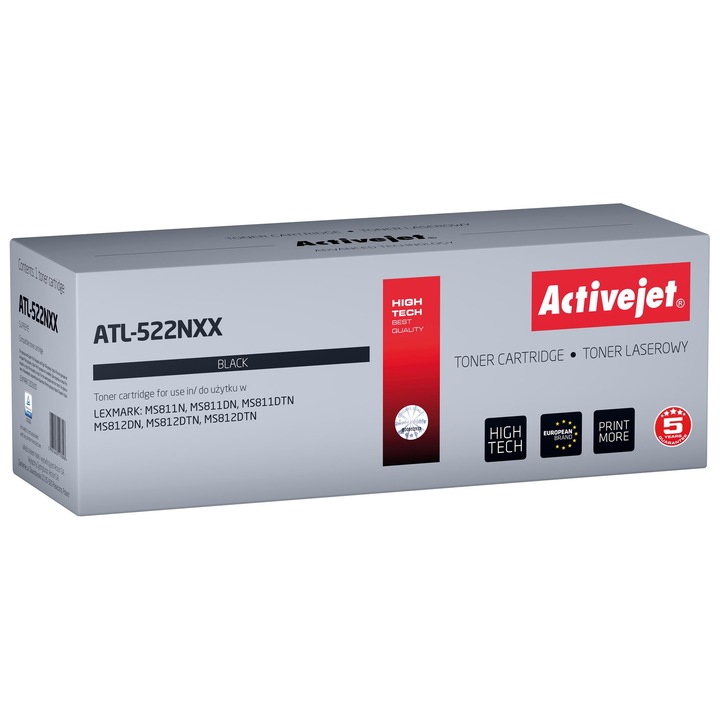 Toner Activejet ATL-522NXX, kompatibilis Lexmark 52D2X00, fekete, 45000 oldal