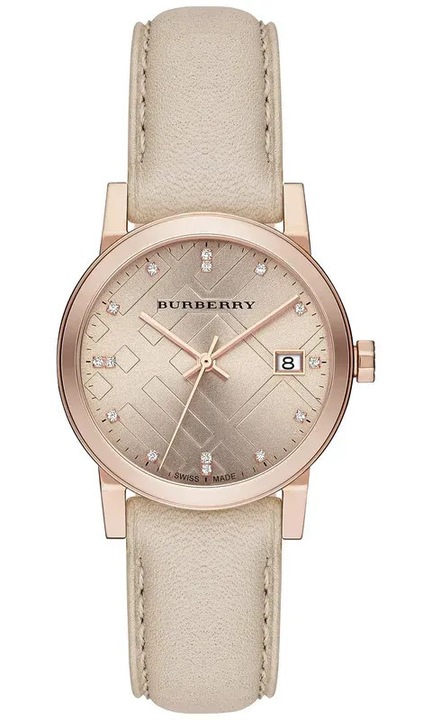 Дамски часовник Burberry Dimond BU9131, Естествена кожа, Розово злато