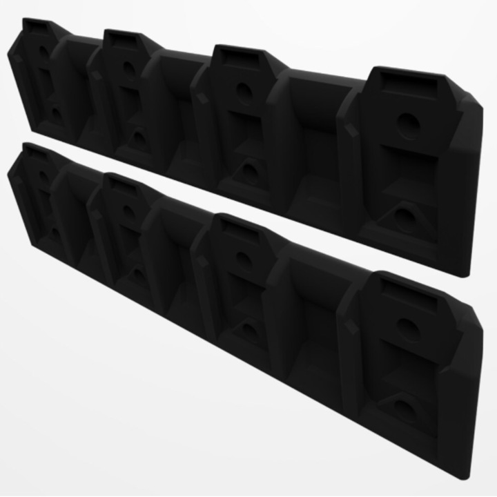 2 db-os akkumulátortartó készlet, Parkside X20V kompatibilis, összesen 8 férőhely, falra szerelhető rendszerező garázsba vagy műhelybe, fekete, 3D nyomtatott