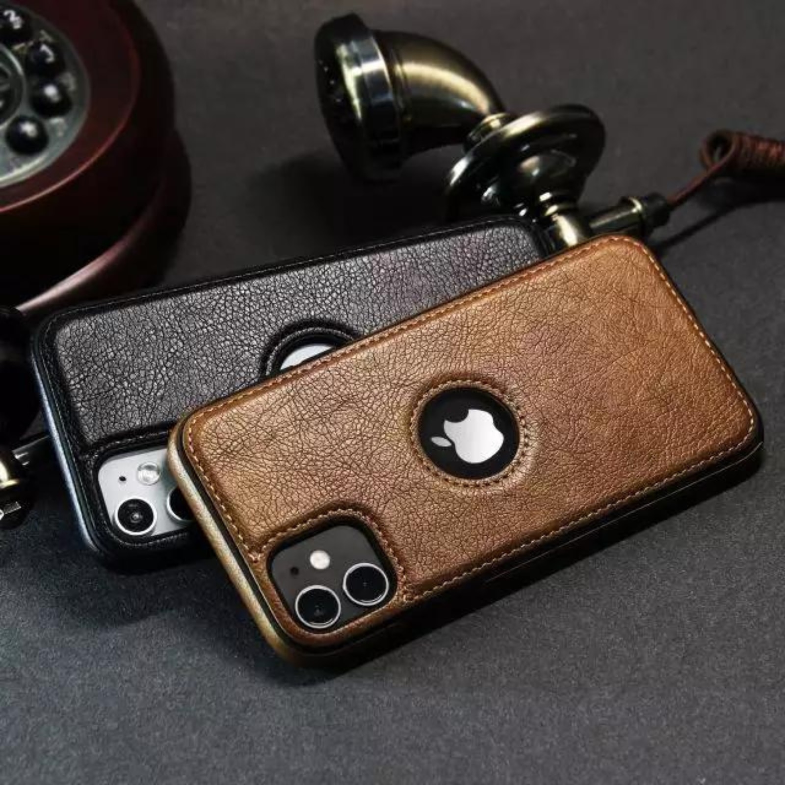 Husa Business din Piele pentru iPhone 15, Brown