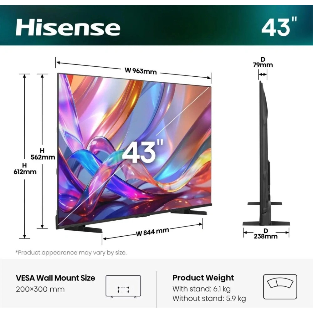 Televizor Hisense 43" 43E7S 4K UHD Smart QLED