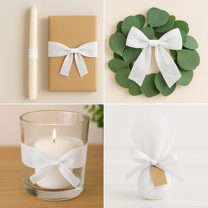 Fehér tüll DIY esküvői ajándékokhoz 36x36cm - 50db