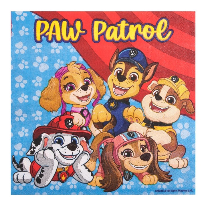 2 rétegű piros-kék Paw Patrol mintás parti szalvéta 33x33cm - 12db