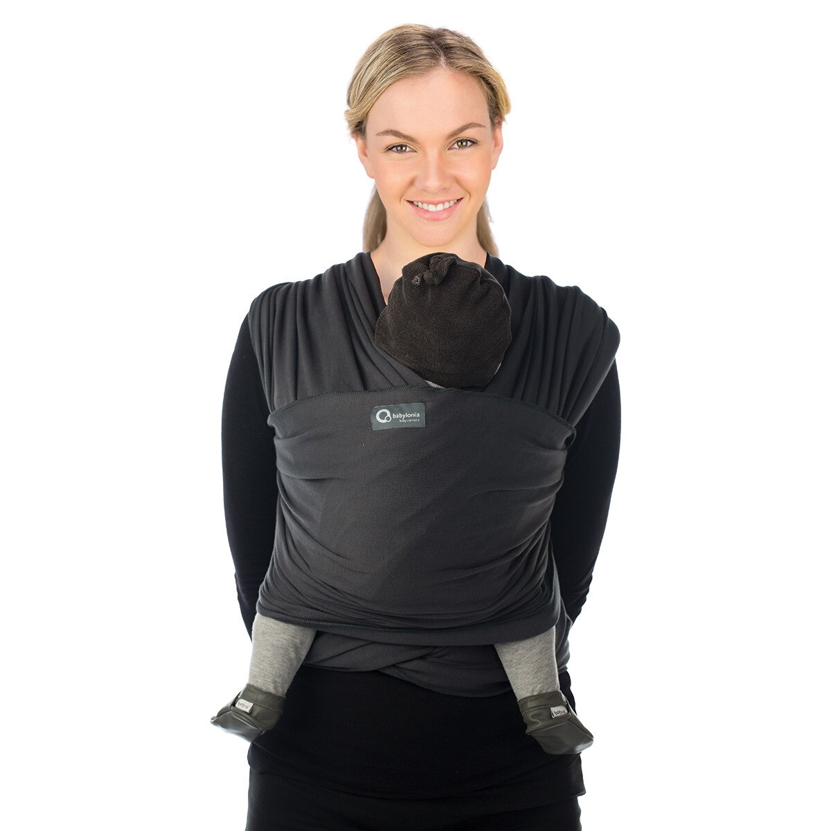 Sistem de purtare wrap elastic Tricot Slen Dark Grey Organic Babylonia