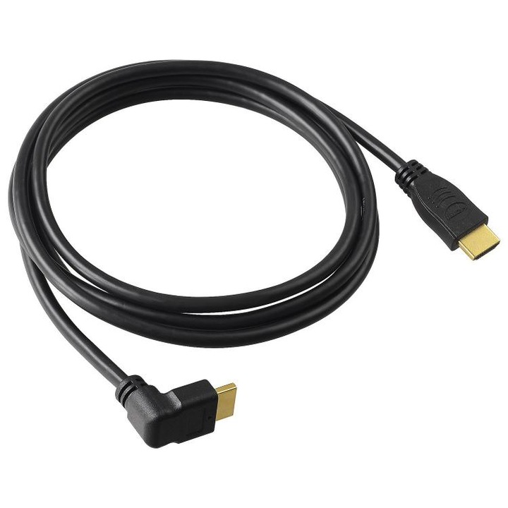 Кабел SBOX HDMI 1.4, HDMI-90-15, Мъжко - мъжко, Full HD, 1,5 метра, Черен