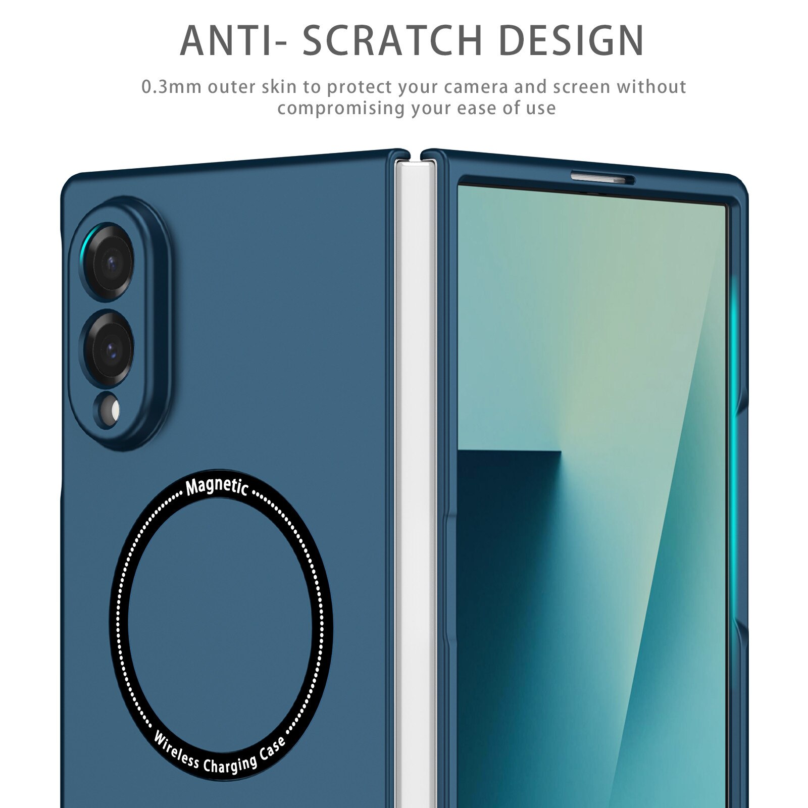 Husa MagSafe pentru Samsung Galaxy Z Fold8, MagArmor, Inel Magnetic Integrat, Design Slim, Incarcare Wireless, Albastru inchis