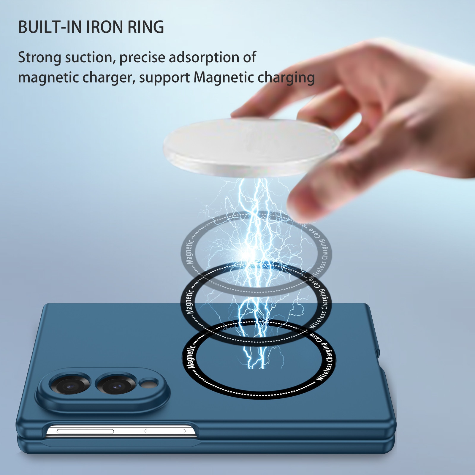 Husa MagSafe pentru Samsung Galaxy Z Fold8, MagArmor, Inel Magnetic Integrat, Design Slim, Incarcare Wireless, Albastru inchis