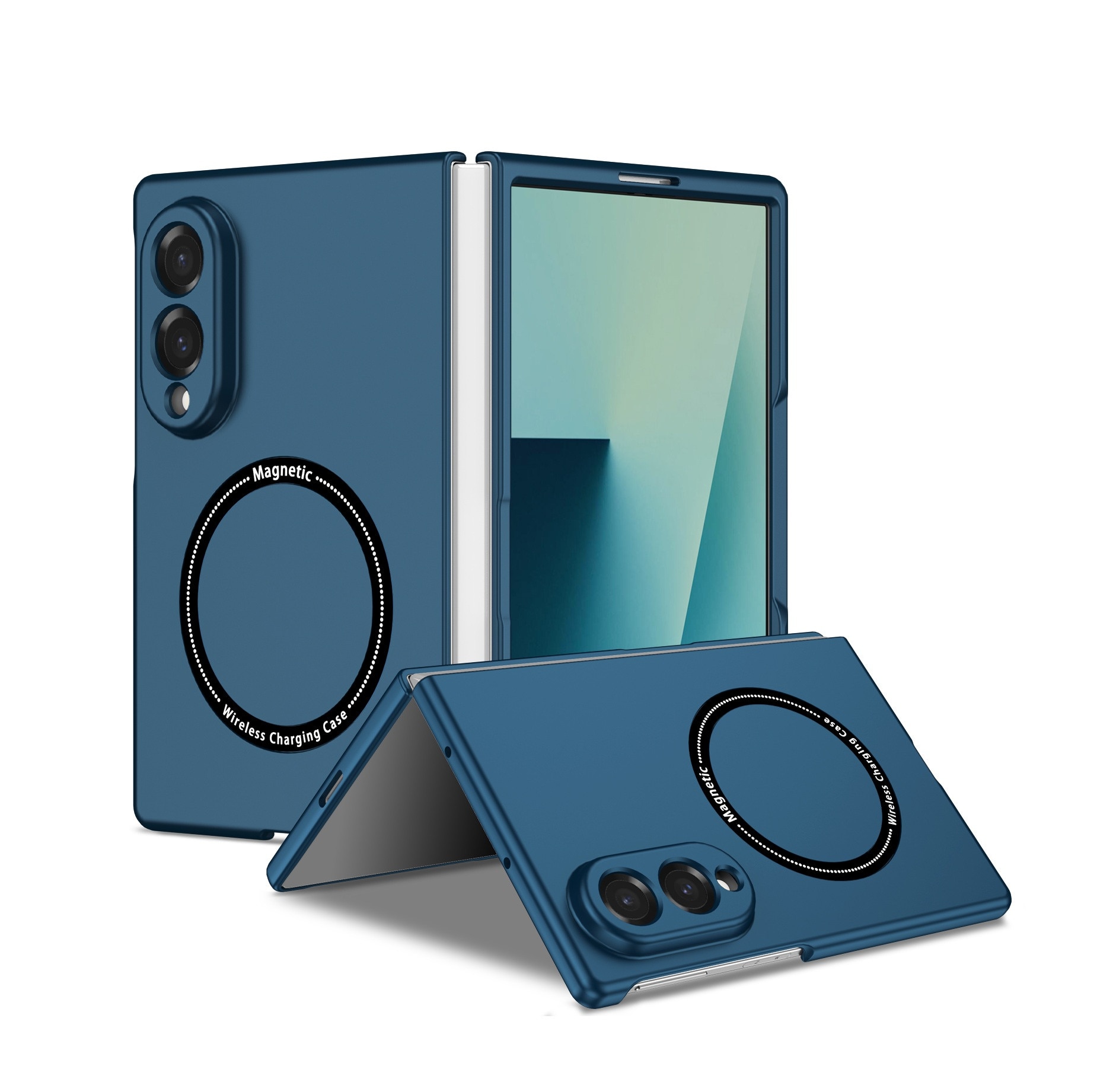 Husa MagSafe pentru Samsung Galaxy Z Fold8, MagArmor, Inel Magnetic Integrat, Design Slim, Incarcare Wireless, Albastru inchis