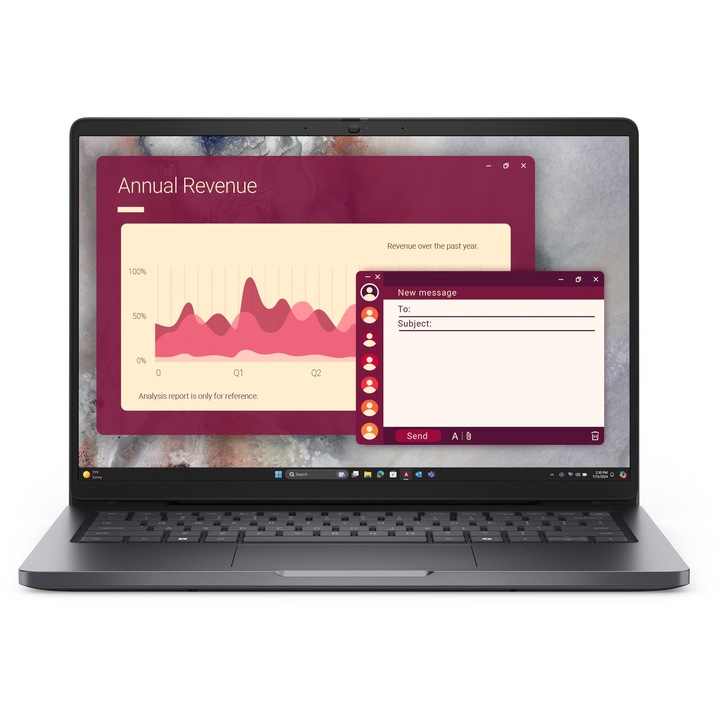 Laptop Dell Pro 14, Intel Core 5, 16GB, 256GB SSD, touchscreen, FHD+, 14", negru, 313.7x225.3x20.37mm, 1.35kg