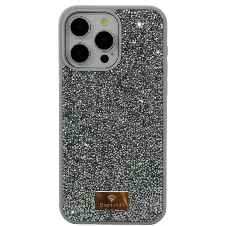 Husa pentru iPhone 16 Plus Shiny Luxury Diamond, Gray