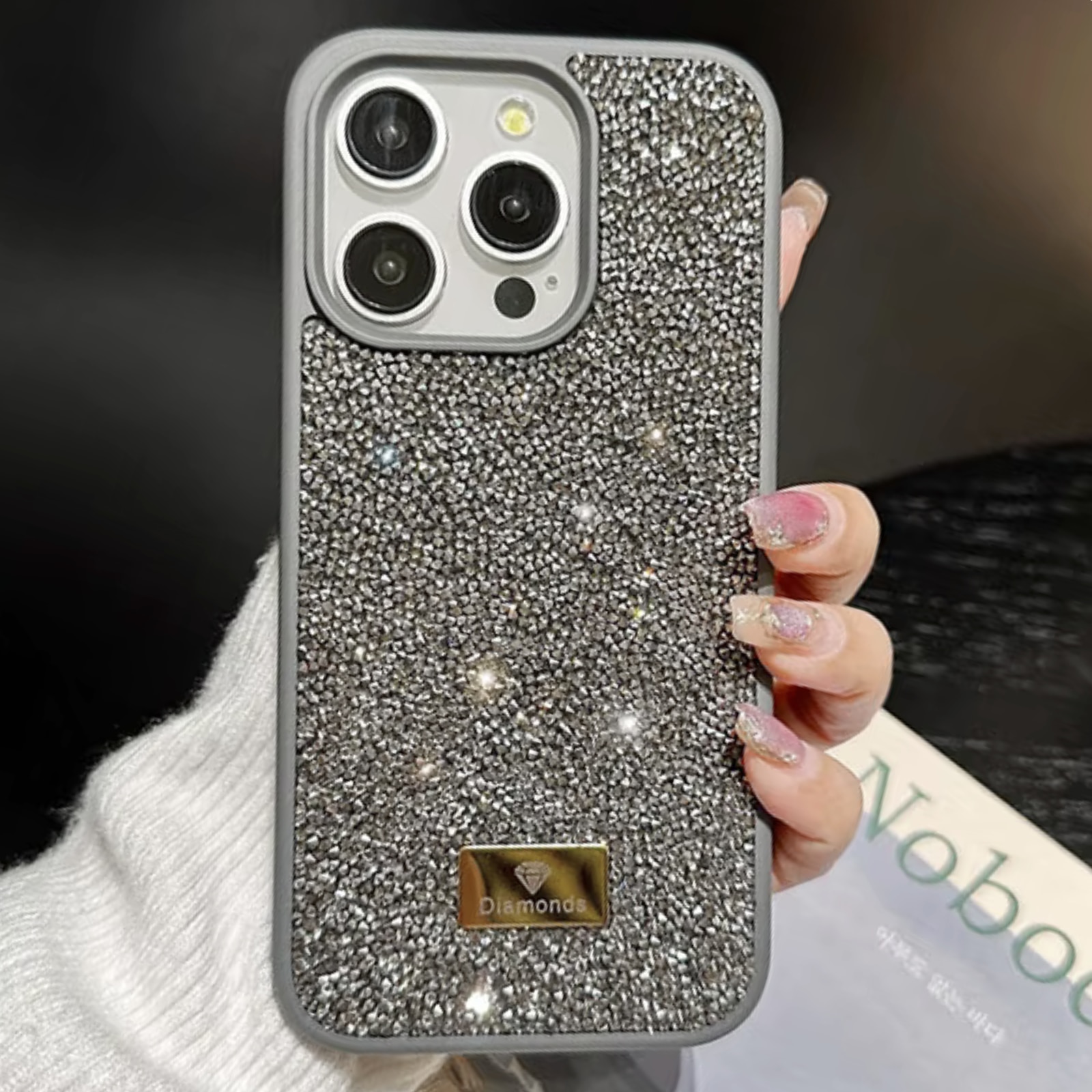 Husa pentru iPhone 16 Plus Shiny Luxury Diamond, Gray