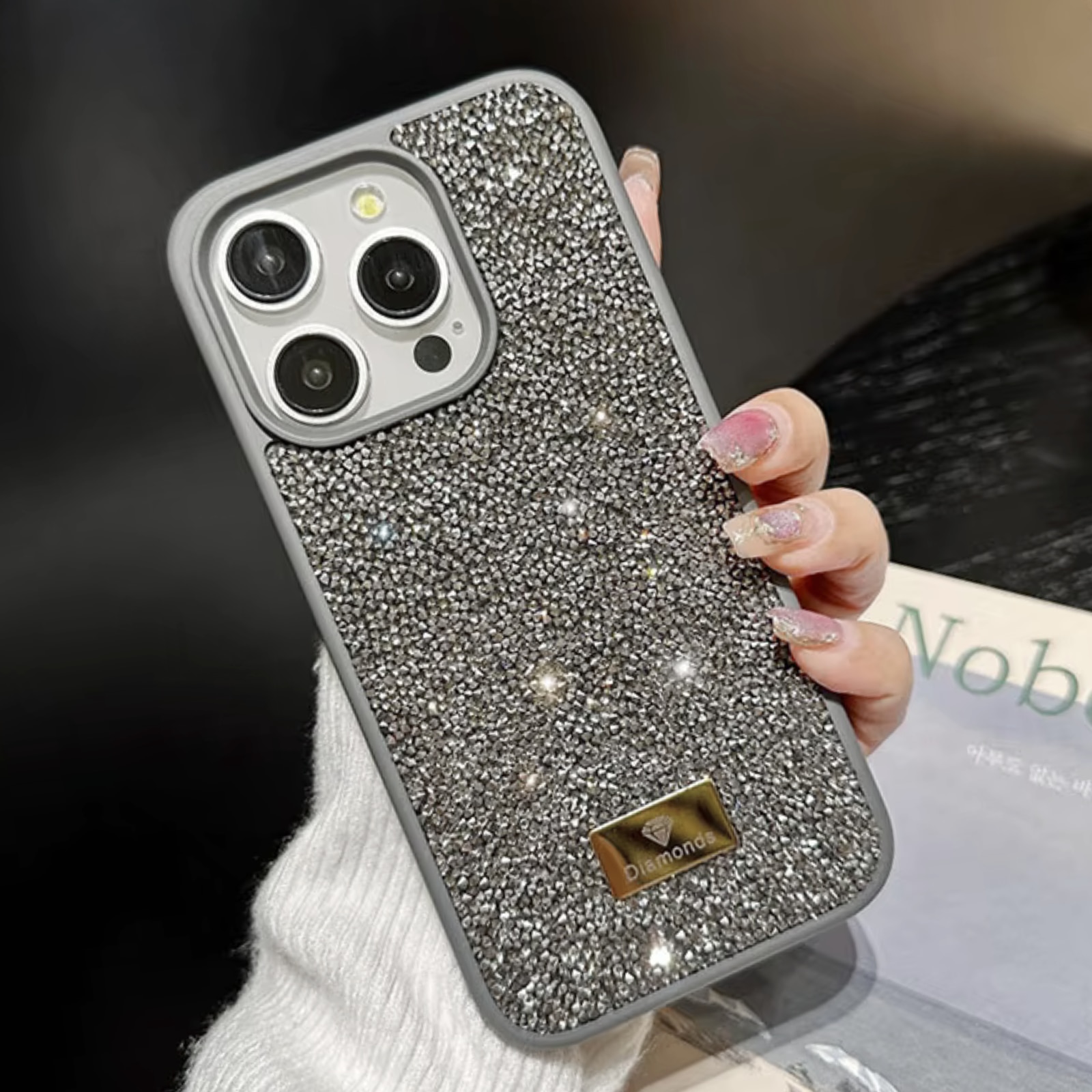 Husa pentru iPhone 16 Plus Shiny Luxury Diamond, Gray