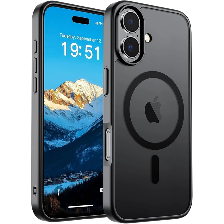 Tok iPhone 17-hez, MagSafe, Ütésálló, Matt Fekete