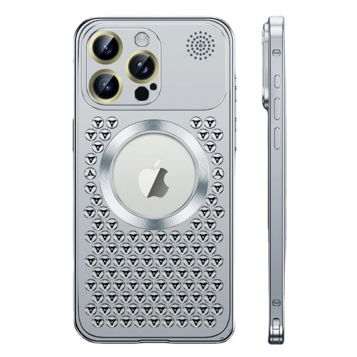 iPhone 16 Pro MagSafe tok tartós alumíniumból, ezüst