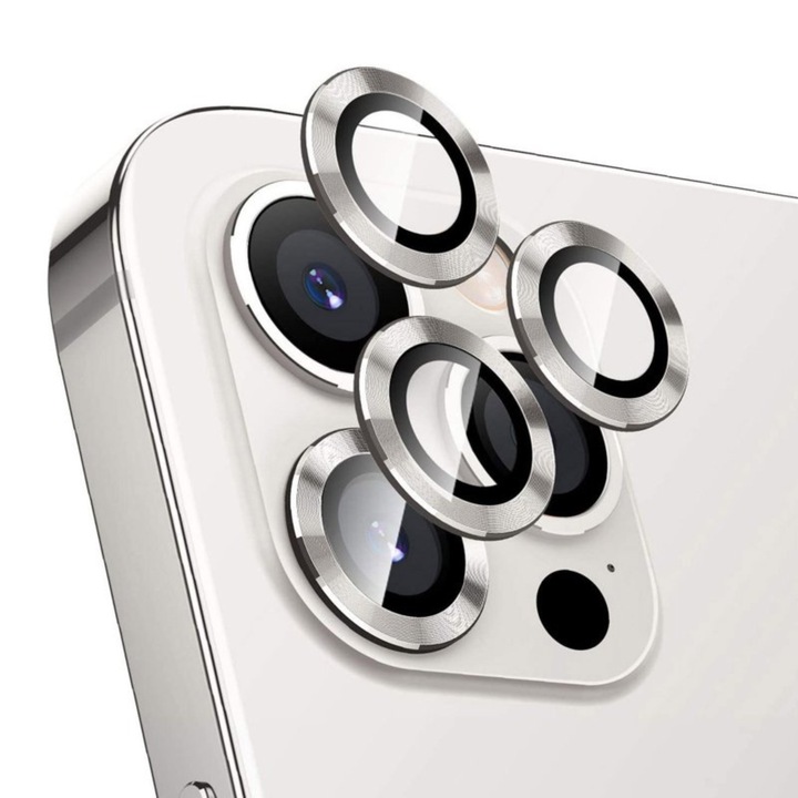 Metal Style ezüst kamera védő iPhone 12 Pro-hoz