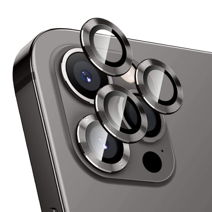 Metal Style Fényképezőgép Védőfólia Fekete iPhone 12 Pro-hoz