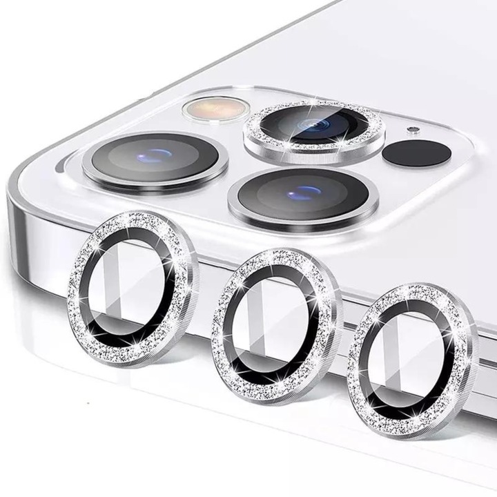 Kamera védő Diamond Style Silver iPhone 12 Pro-hoz