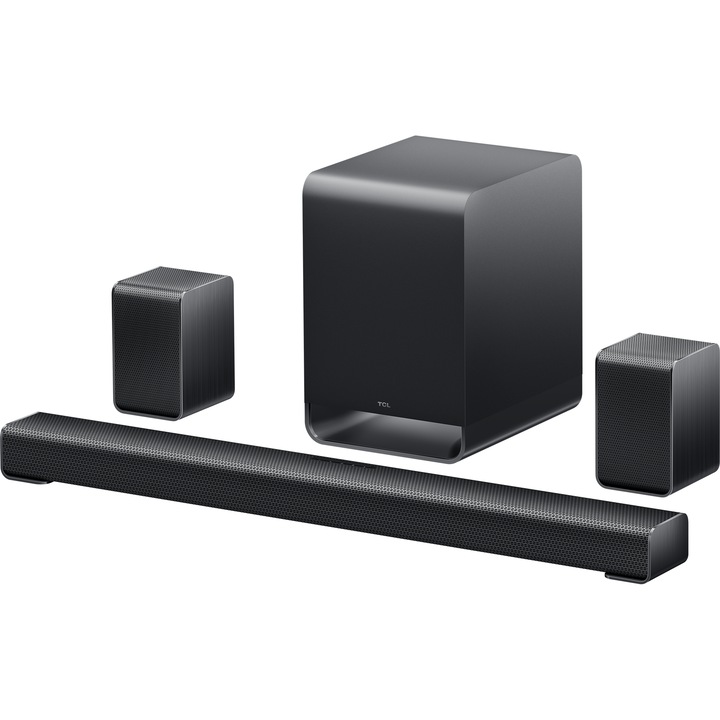 Soundbar TCL S65K, 5.1, 580W, Bluetooth 5.3, Dolby Atmos & DTS-X S Series range, HDMI eARC, Subwoofer Wireless, Dark titanium
