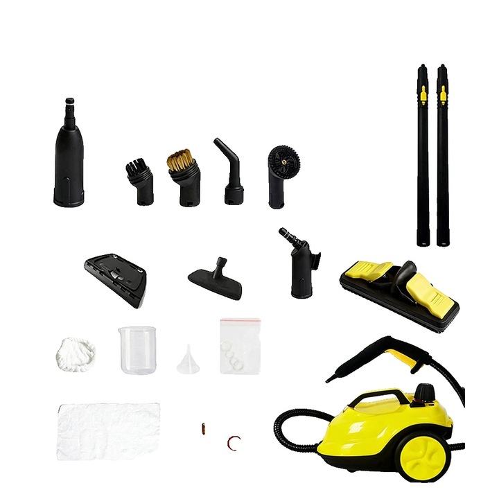 Aparat de curatat cu aburi 2000W 2L, canistra portabila, accesorii incluse