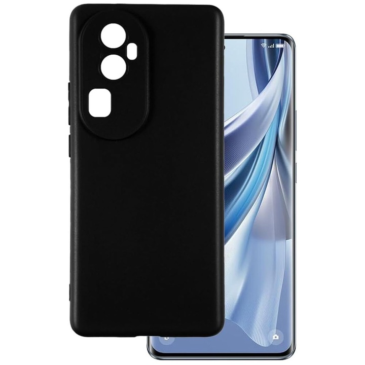 Калъф за телефон, Supero, TPUMATTE, съвместим с OPPO Reno 10 Pro Plus 5G, от гъвкав TPU, тънък, прецизни изрези за портове и бутони, съвместим с фолиа/стъкла до 158 x 70 мм, черен