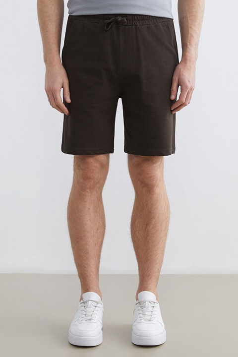 LC WAIKIKI, Pantaloni scurti de bumbac cu talie ajustabila, Maro inchis, L