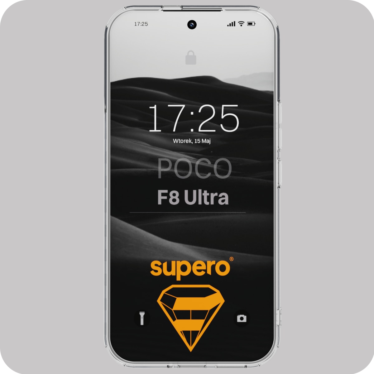 Husa magnetica rezistenta, Supero, compatibila Poco F8 Ultra, inel MagSafe incorporat, protectie cu colturi intarite, sticla securizata inclusa, TPU flexibil, transparent