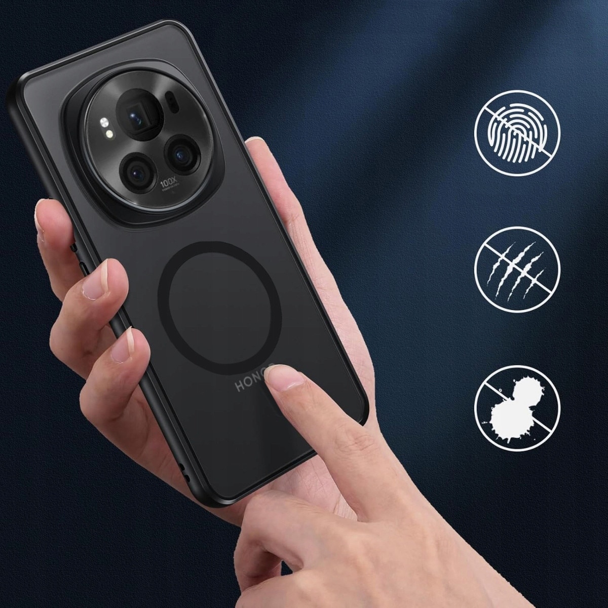 Husa pentru Honor Magic6 Pro, Supero, Honor, combinatie TPU+PC, protectie la caderi si zgarieturi, compatibila MagSafe, decupaje precise pentru porturi si butoane, transparenta cu rama neagra