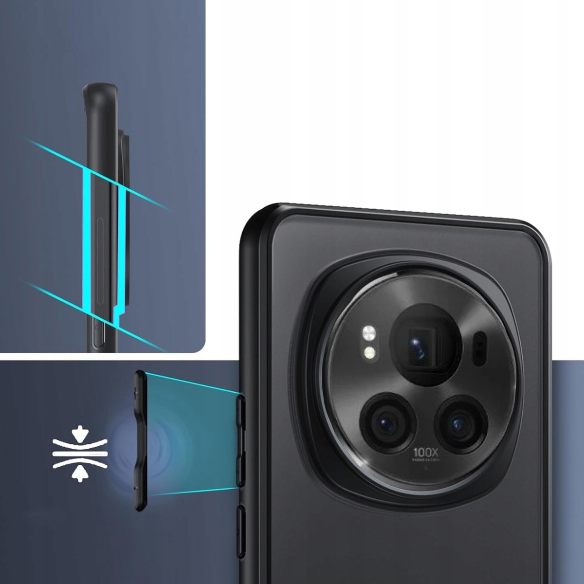 Husa pentru Honor Magic6 Pro, Supero, Honor, combinatie TPU+PC, protectie la caderi si zgarieturi, compatibila MagSafe, decupaje precise pentru porturi si butoane, transparenta cu rama neagra